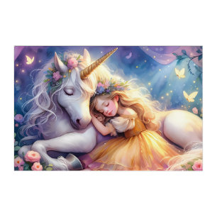 Sleeping Girl Unicorn Dreamscape Acrylic Print