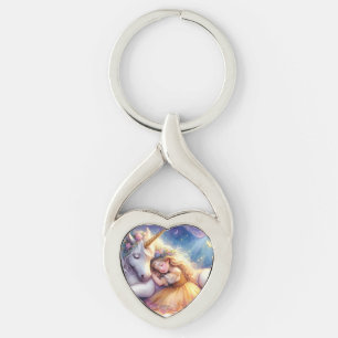 Sleeping Girl Unicorn Dreamscape Keychain