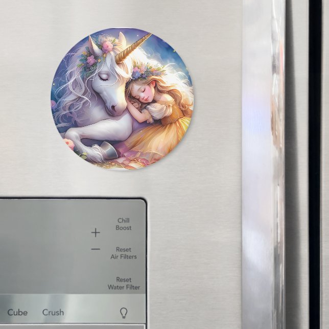 Sleeping Girl Unicorn Dreamscape Magnet (In Situ (Fridge))