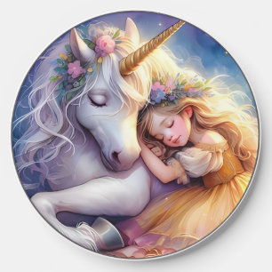 Sleeping Girl Unicorn Dreamscape Wireless Charger