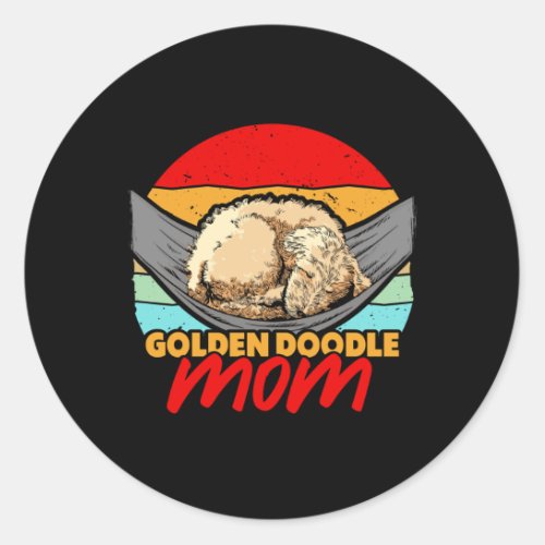 Sleeping Golden Doodle Mom Dog Lover Classic Round Sticker