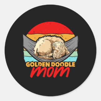 Sleeping Golden Doodle Mom Dog Lover Classic Round Sticker
