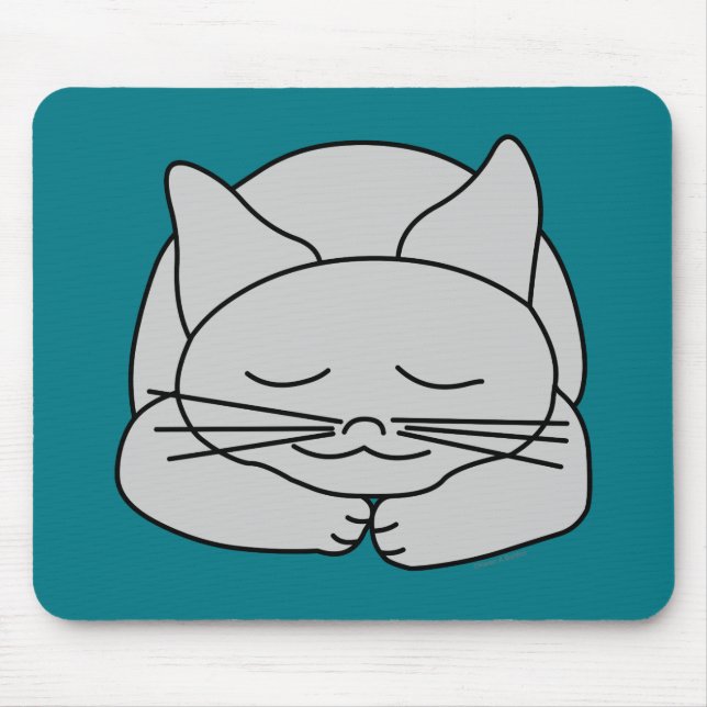 Sleeping Gray Cat Mouse Pad (Front)