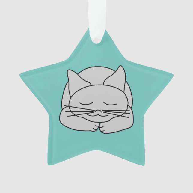 Sleeping Gray Cat Ornament (Front)