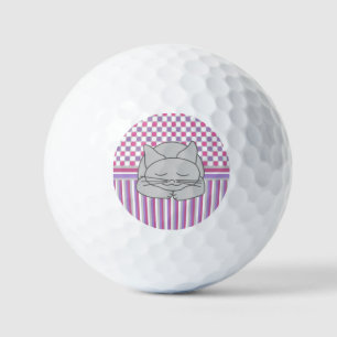 Sleeping Gray Cat Pattern Golf Balls