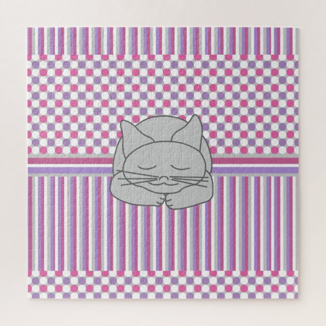 Sleeping Gray Cat Pattern  Jigsaw Puzzle (Vertical)