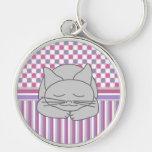 Sleeping Gray Cat Pattern Keychain