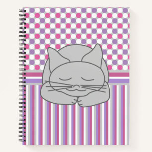 Sleeping Gray Cat Pattern Notebook