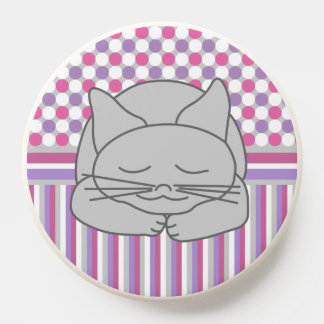 Sleeping Gray Cat Pattern PopSocket