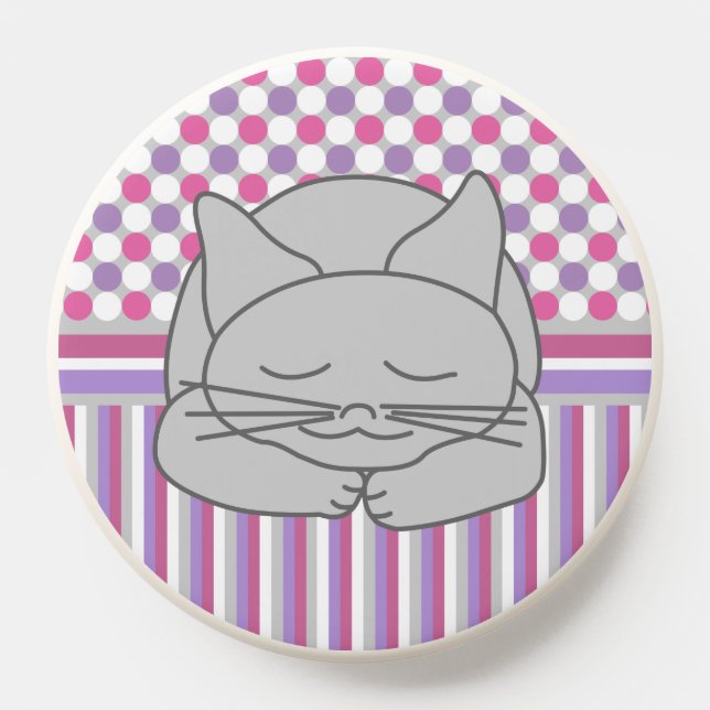 Sleeping Gray Cat Pattern PopSocket (Popsocket)
