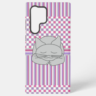 Sleeping Gray Cat Pattern Samsung Galaxy S22 Ultra Case