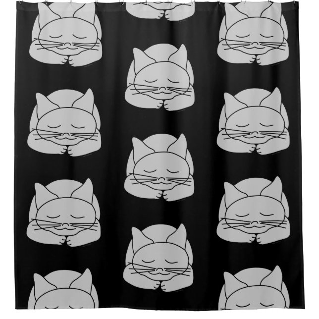 Sleeping Gray Cat Shower Curtain (Front)