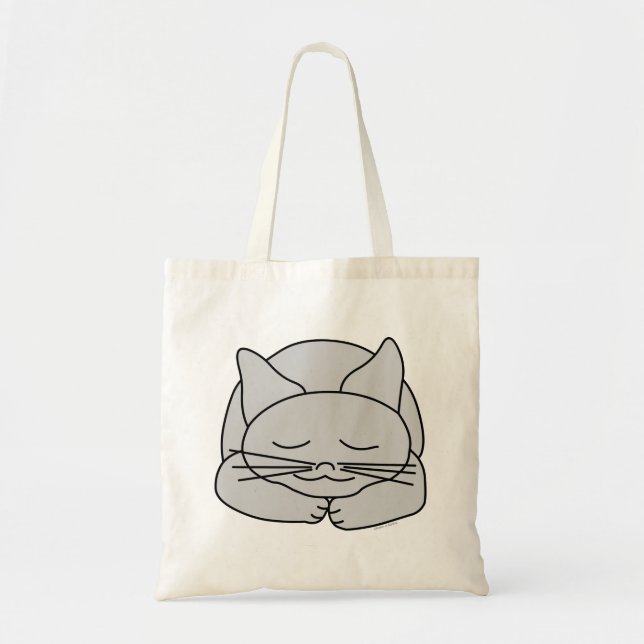 Sleeping Gray Cat Tote Bag (Front)