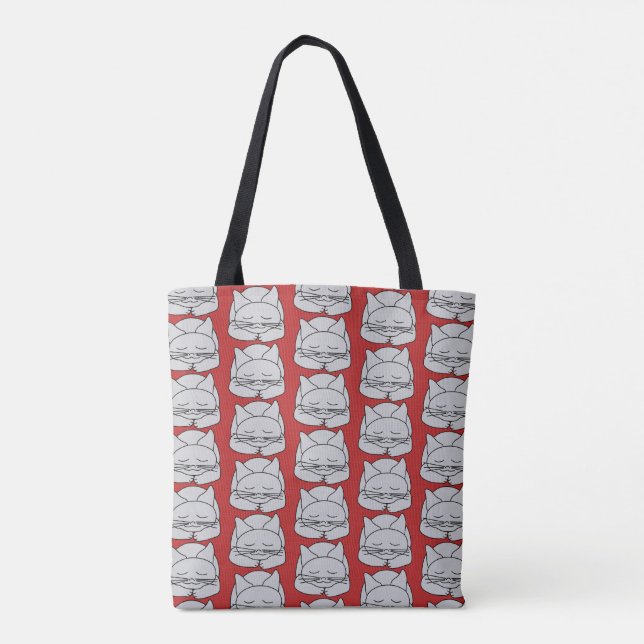 Sleeping Gray Cat Tote Bag (Back)