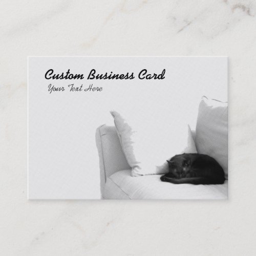 Sleeping Grey Cat on White Sofa Business Card