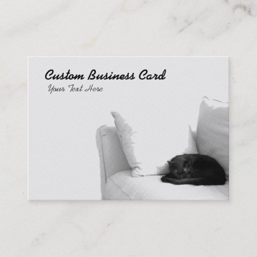 Customizable Sleeping Grey Cat on White Sofa Business Card
