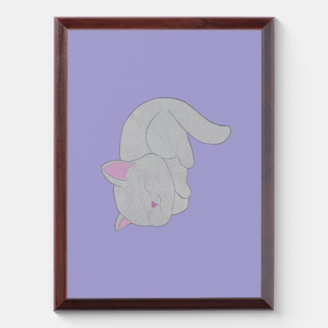 Sleeping Grey Kitten Plaque (Vertical)