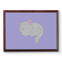 Sleeping Grey Kitten Plaque