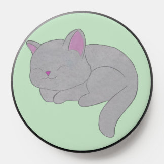 Sleeping Grey Kitten Popsocket