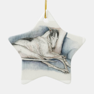 Sleeping Greyhound Dog Art Ornament