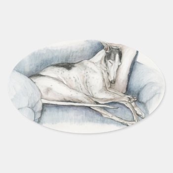 Sleeping Greyhound Sticker by CharlottesWebArt at Zazzle