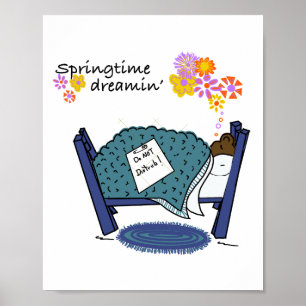 Sleeping Groundhog Dreaming of Spring Poster