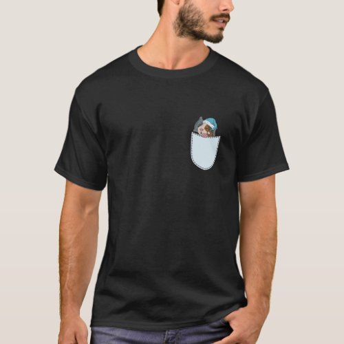 Sleeping guinea pig in breast pocket T_Shirt