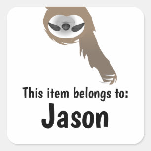 Sleeping Hanging Sloth with Name Square Sticker