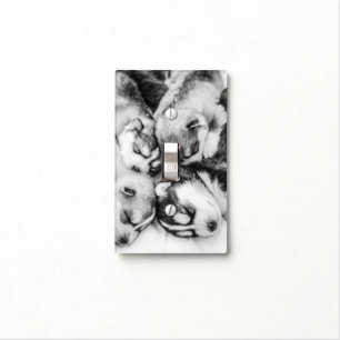sleeping husky pups light switch cover