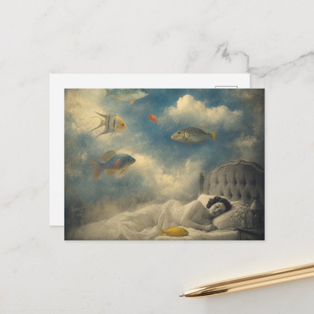 Sleeping in the Ocean of Clouds and Fish Postcard (Front/Back In Situ)