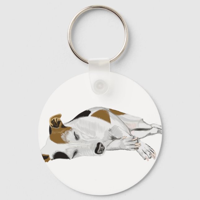 Sleeping Jack Russell Keychain (Front)