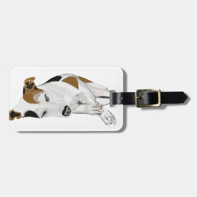 Sleeping Jack Russell Luggage Tag (Front Horizontal)