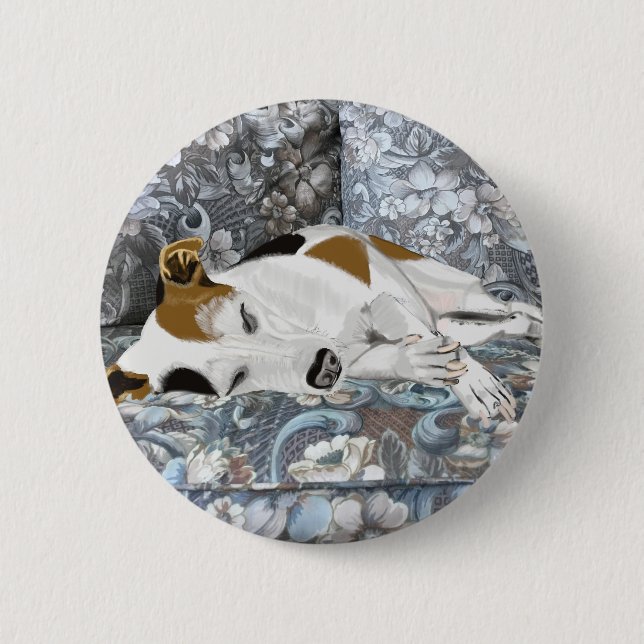 Sleeping Jack Russell Pinback Button (Front)