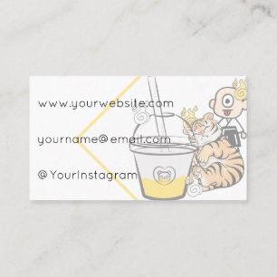 Sleeping Kawaii Tiger, Bubble Tea & Hitotsume Kozo Business Card