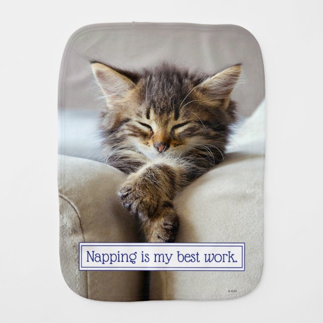 Sleeping Kitten Baby Burp Cloth (Front)