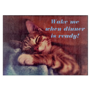 Sleeping Kitten Cutting Board