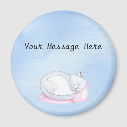 Sleeping Kitten Illustration Magnet