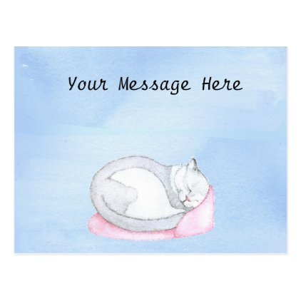 Sleeping Kitten Illustration Postcard