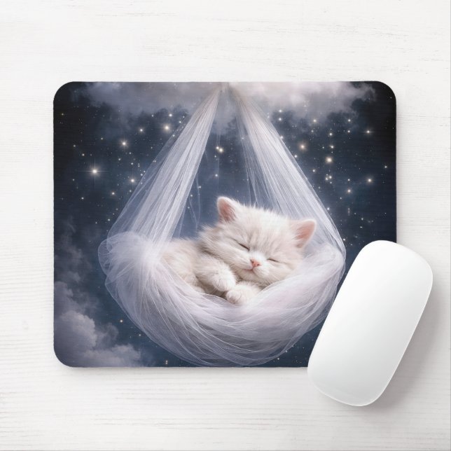 Sleeping Kitten in a Tulle Hammock Mouse Pad (With Mouse)