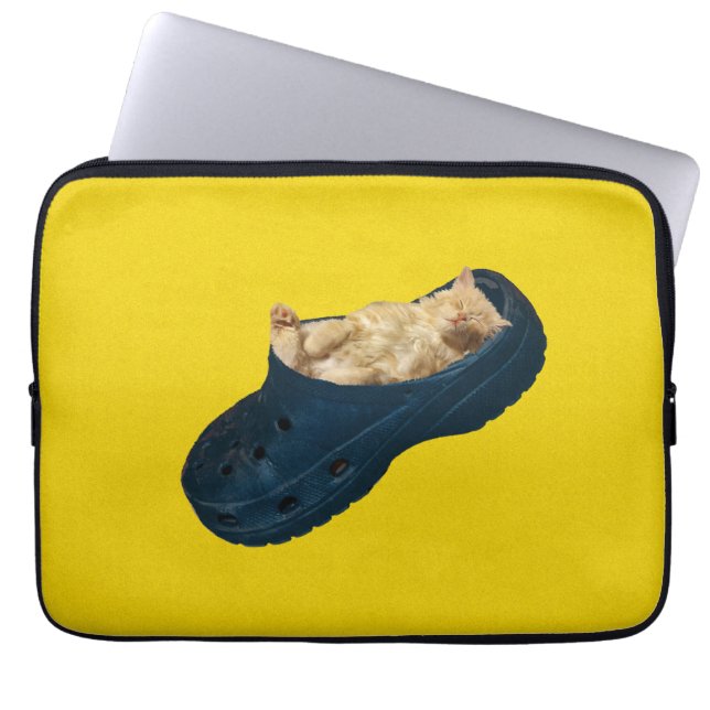 Sleeping Kitten In Croc Shoe, Laptop Sleeve (Front)