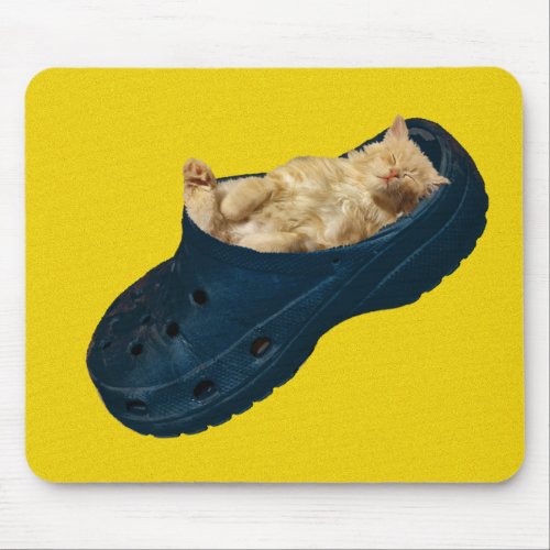 Sleeping Kitten In Croc Shoe Mousepad