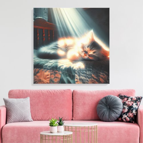 Sleeping Kitten In Sunlight Canvas Print