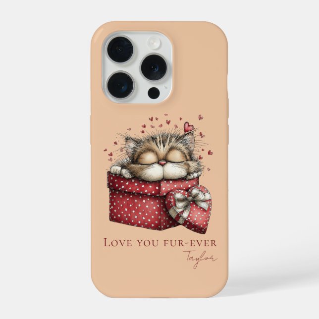 Sleeping Kitten Love You Fur-Ever Personalized iPhone Case (Back)