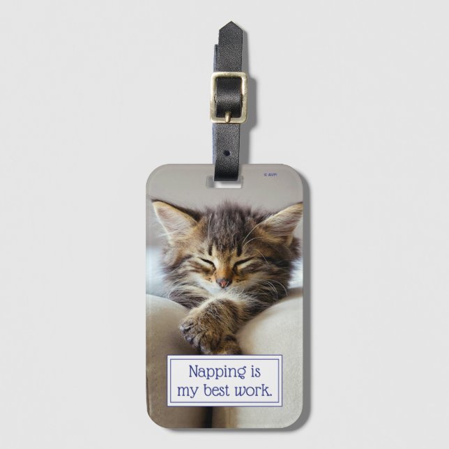 Sleeping Kitten Luggage Tag (Front Vertical)