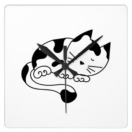 Sleeping Kitten Square Wall Clock