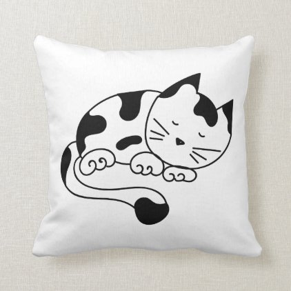 Sleeping Kitten Throw Pillow