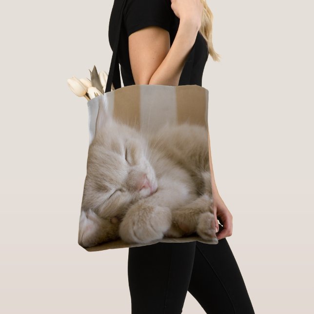 Sleeping Kitten Tote Bag (Close Up)