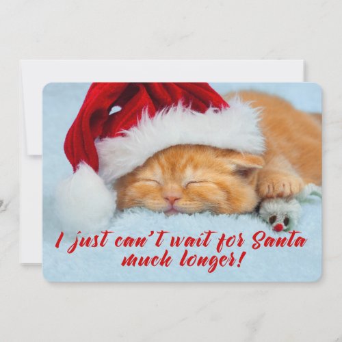 Sleeping Kitten with Santa Hat Two Sided  Card