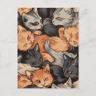 Sleeping Kittens Pattern Postcard