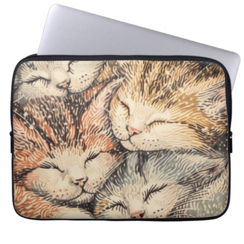 Sleeping Kittens _ Pointillism Art Laptop Sleeve